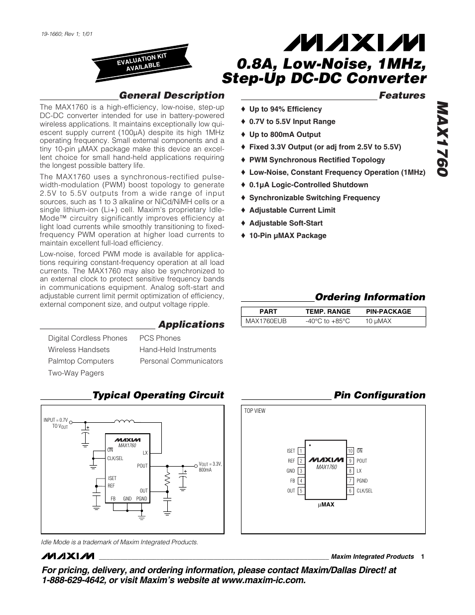 Rainbow Electronics MAX1760 User Manual | 12 pages