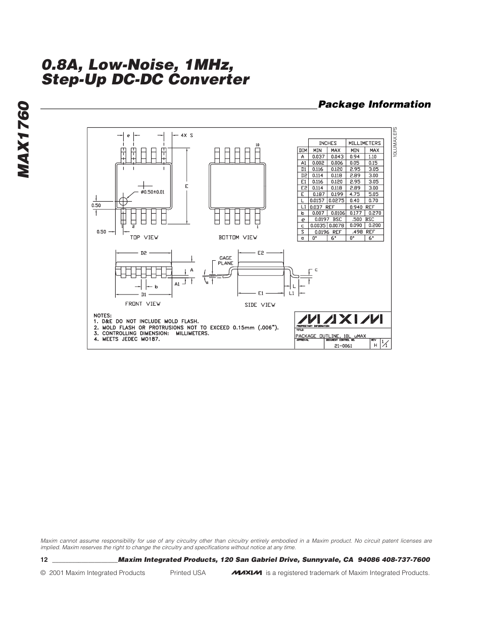 Rainbow Electronics MAX1760 User Manual | Page 12 / 12