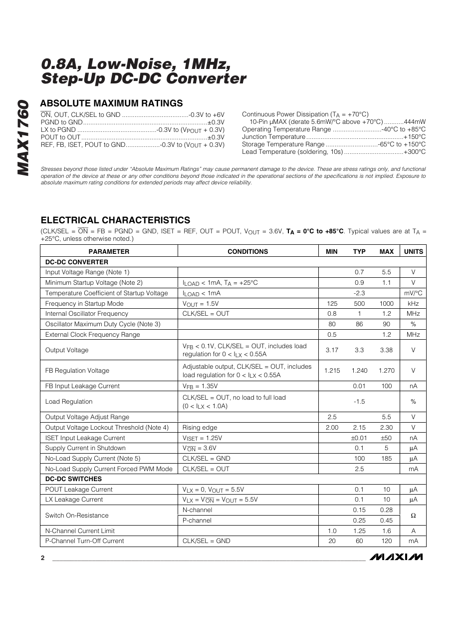 Rainbow Electronics MAX1760 User Manual | Page 2 / 12