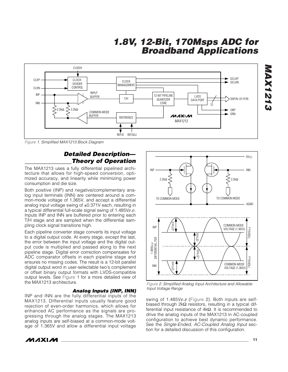 Detailed description— theory of operation | Rainbow Electronics MAX1213 User Manual | Page 11 / 21