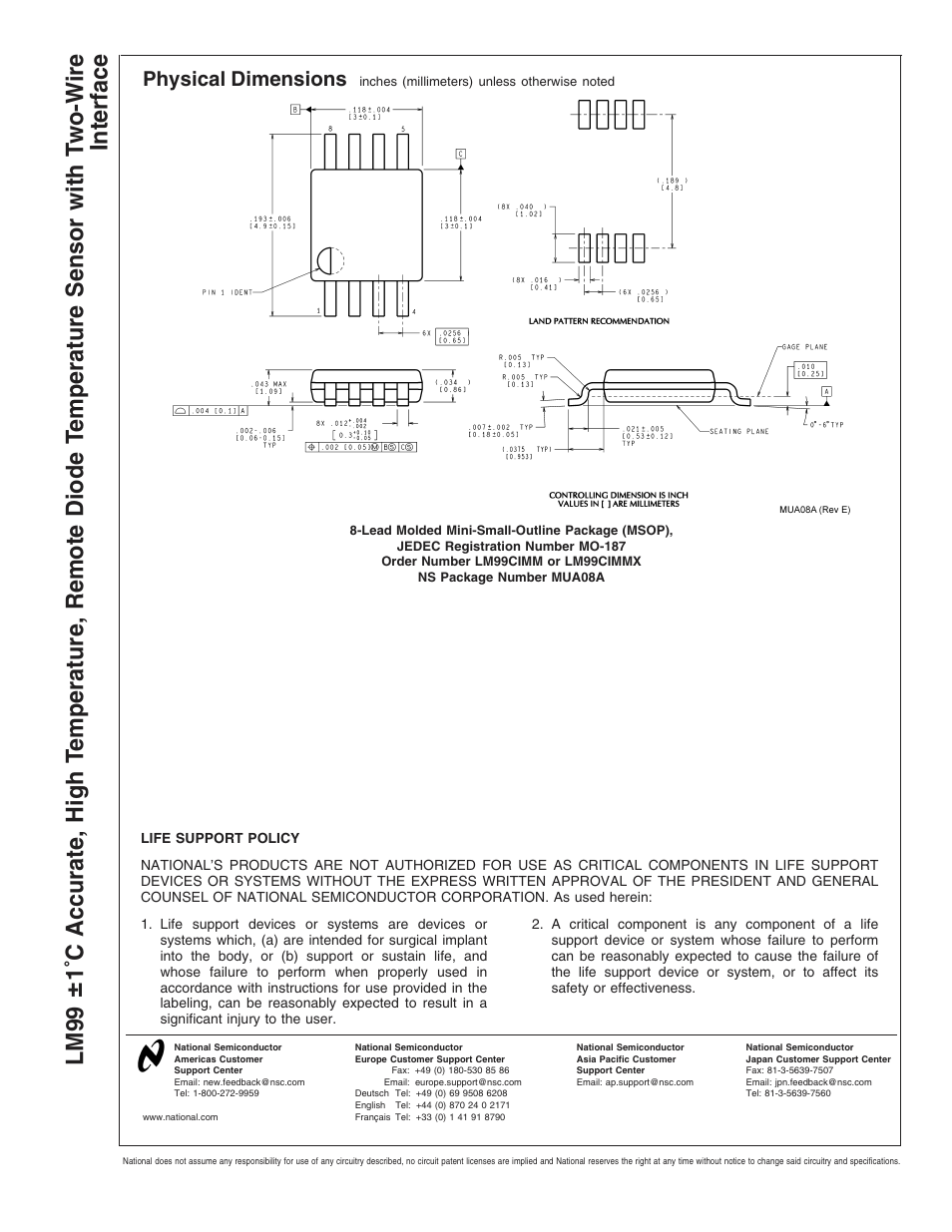 Physical dimensions, Lm99 | Rainbow Electronics LM99 User Manual | Page 20 / 20