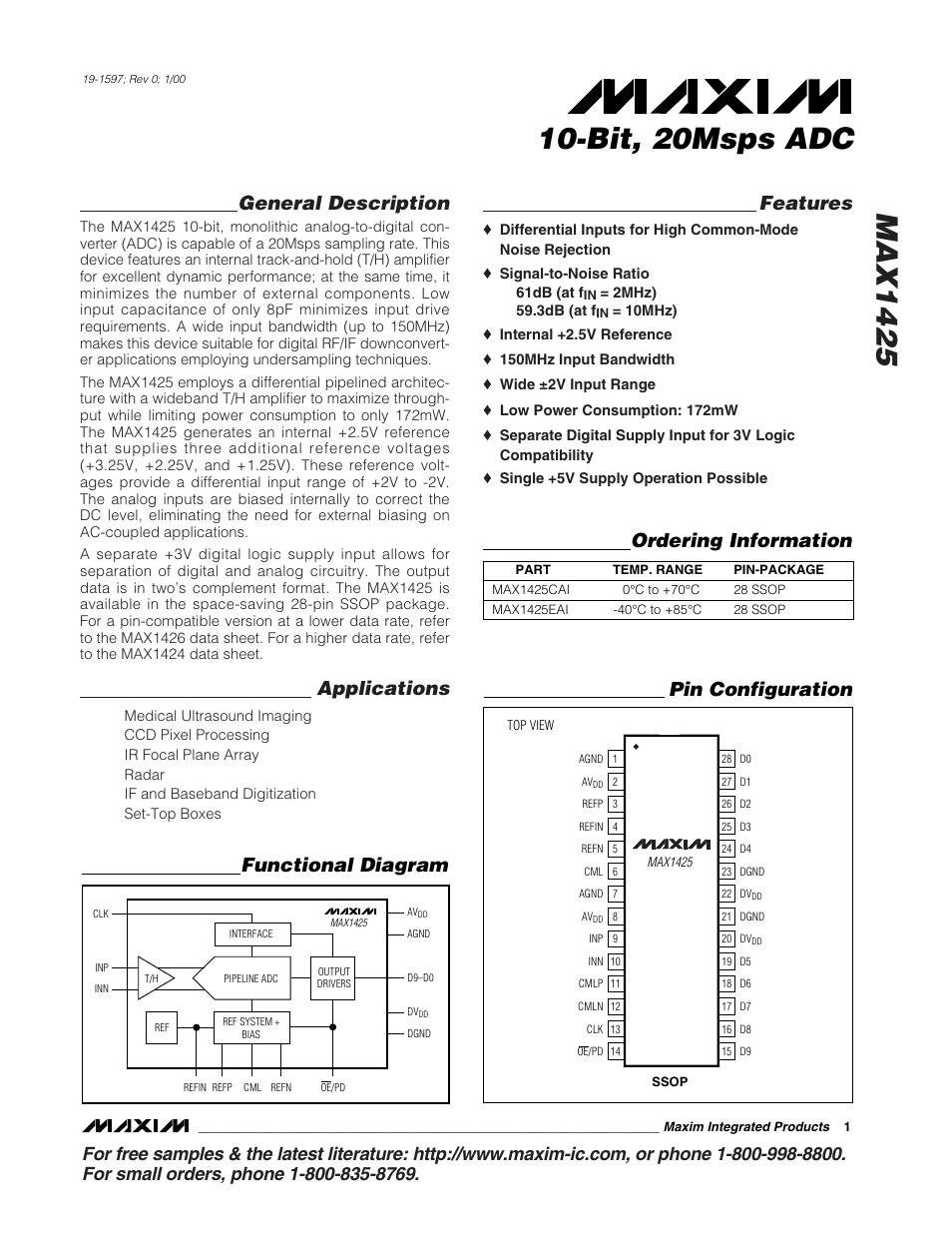 Rainbow Electronics MAX1425 User Manual | 16 pages