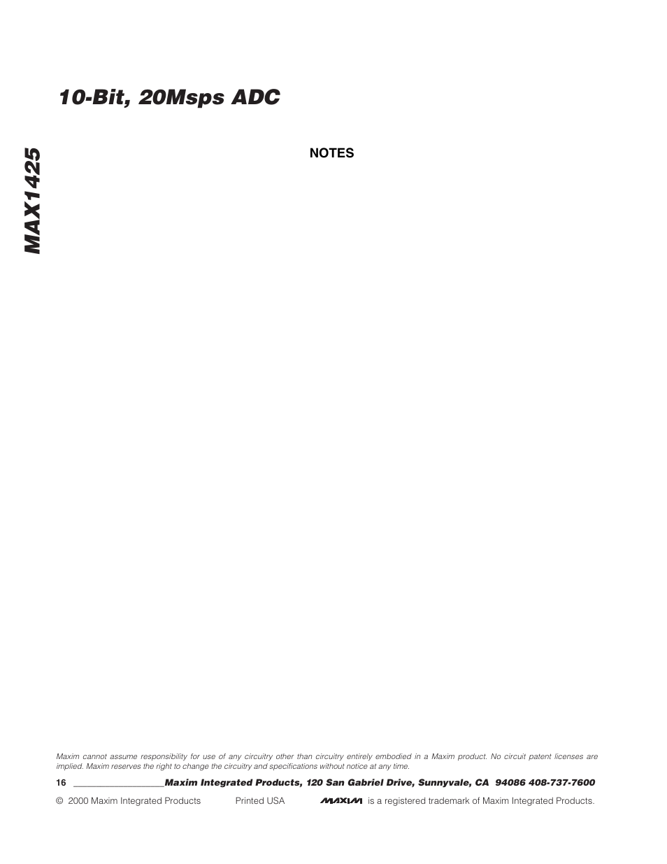 Rainbow Electronics MAX1425 User Manual | Page 16 / 16