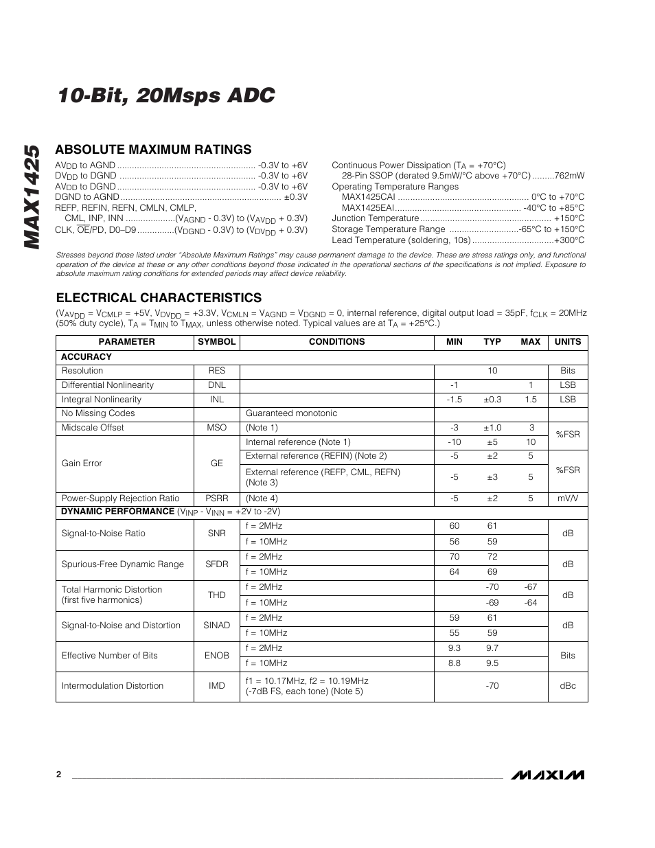 Rainbow Electronics MAX1425 User Manual | Page 2 / 16