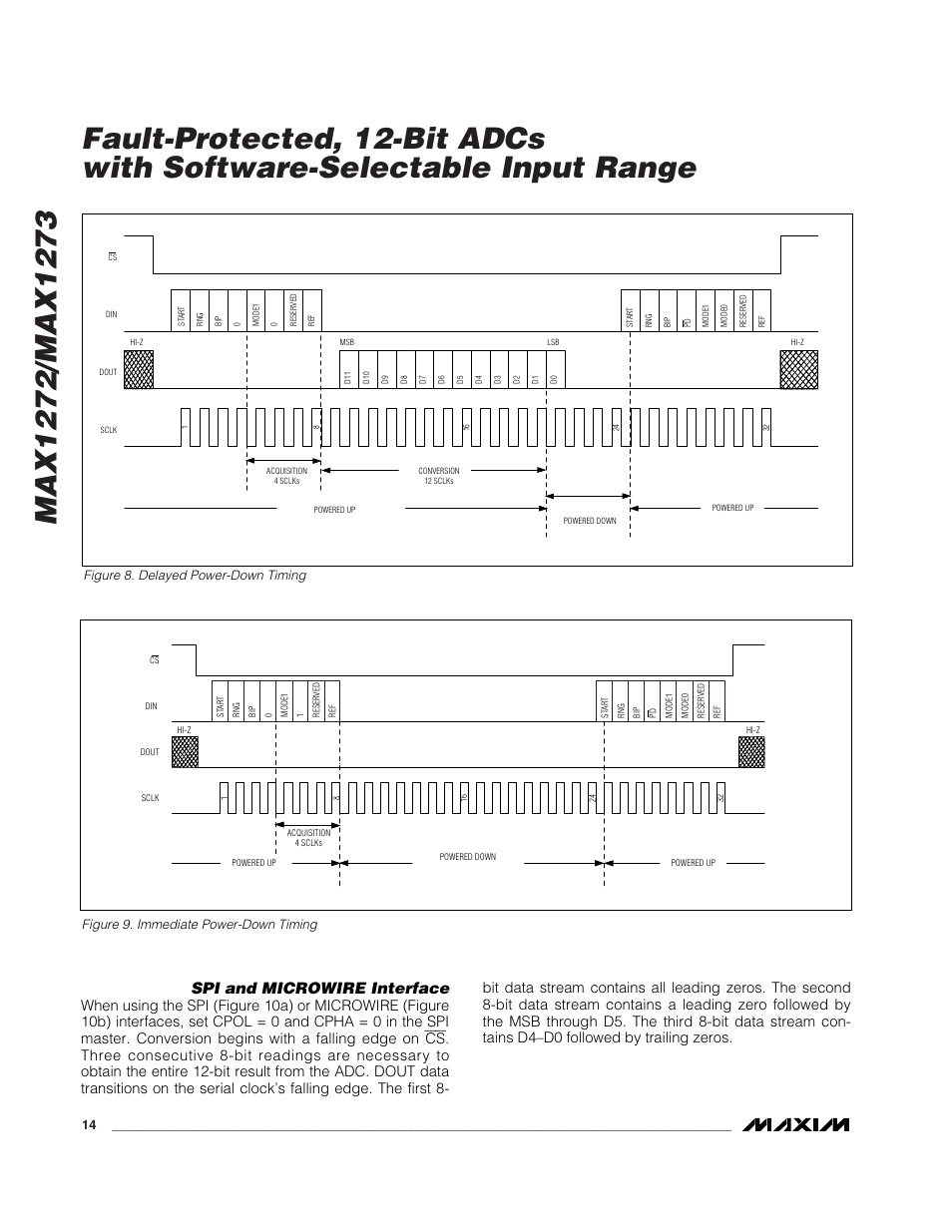 Spi and microwire interface | Rainbow Electronics MAX1273 User Manual | Page 14 / 20
