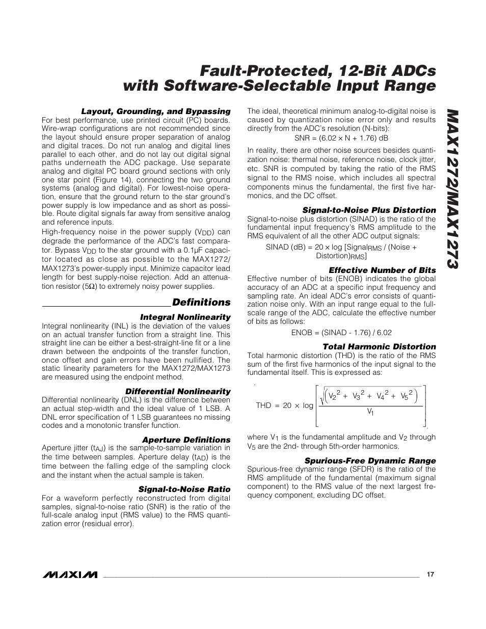 Definitions | Rainbow Electronics MAX1273 User Manual | Page 17 / 20