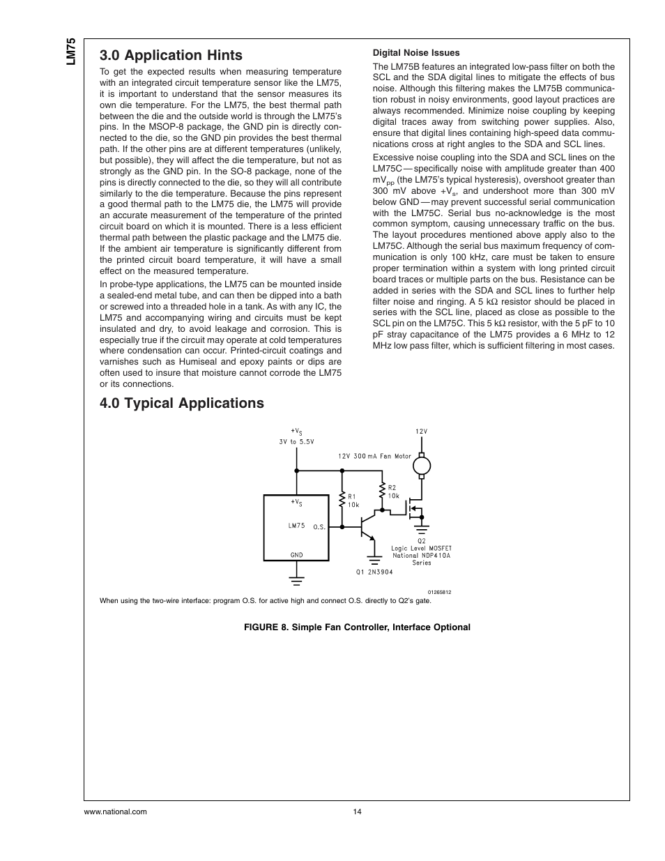 0 application hints, Digital noise issues, 0 typical applications | Rainbow Electronics LM75 User Manual | Page 14 / 18
