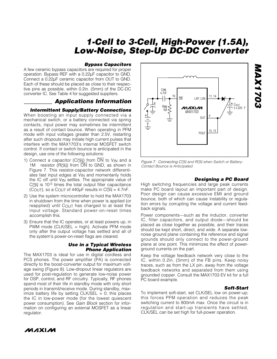 Applications information | Rainbow Electronics MAX1703 User Manual | Page 13 / 16