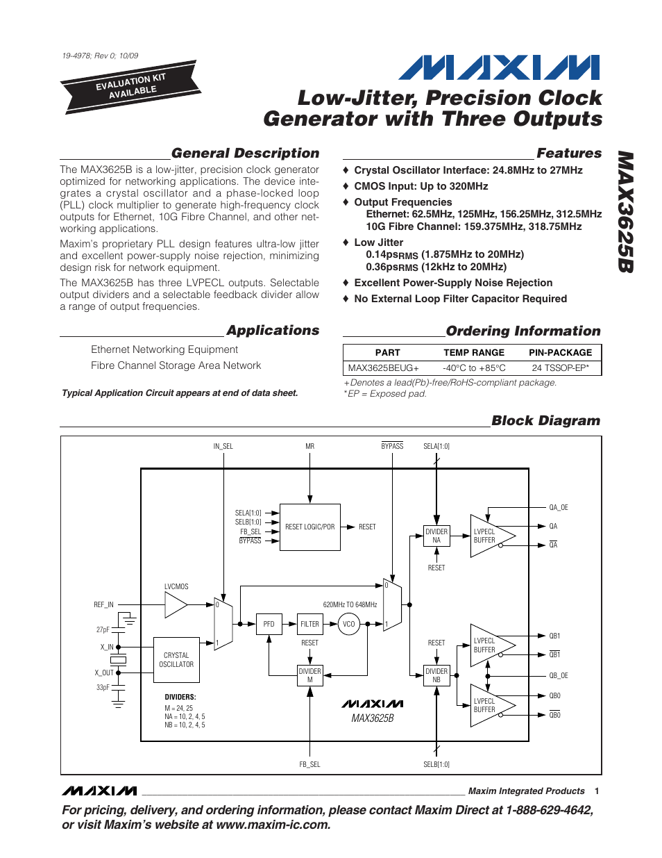 Rainbow Electronics MAX3625В User Manual | 10 pages