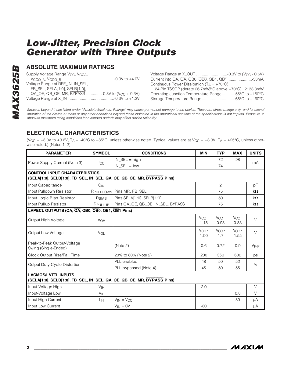 Rainbow Electronics MAX3625В User Manual | Page 2 / 10
