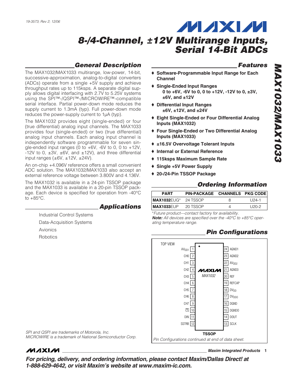 Rainbow Electronics MAX1033 User Manual | 31 pages