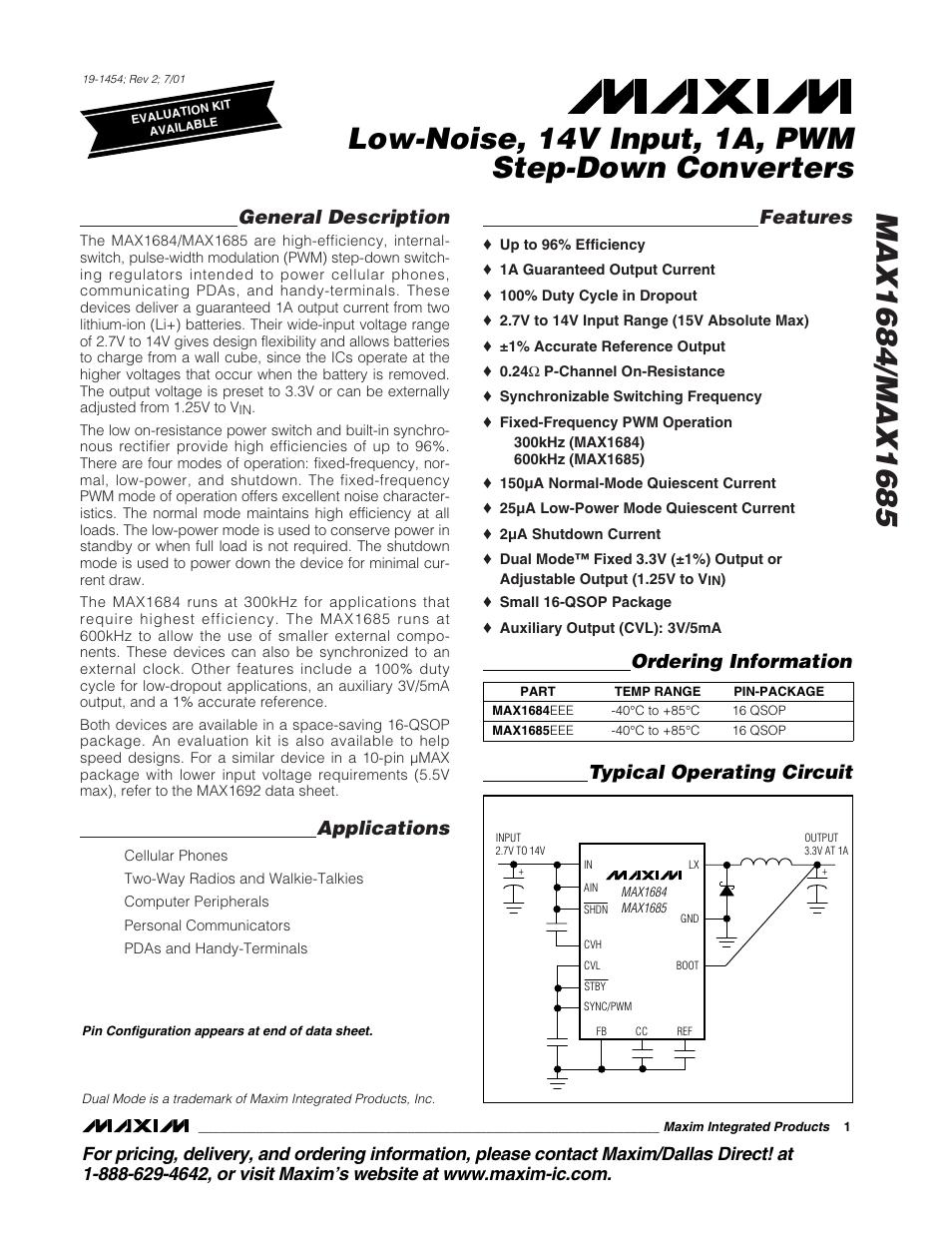 Rainbow Electronics MAX1685 User Manual | 14 pages