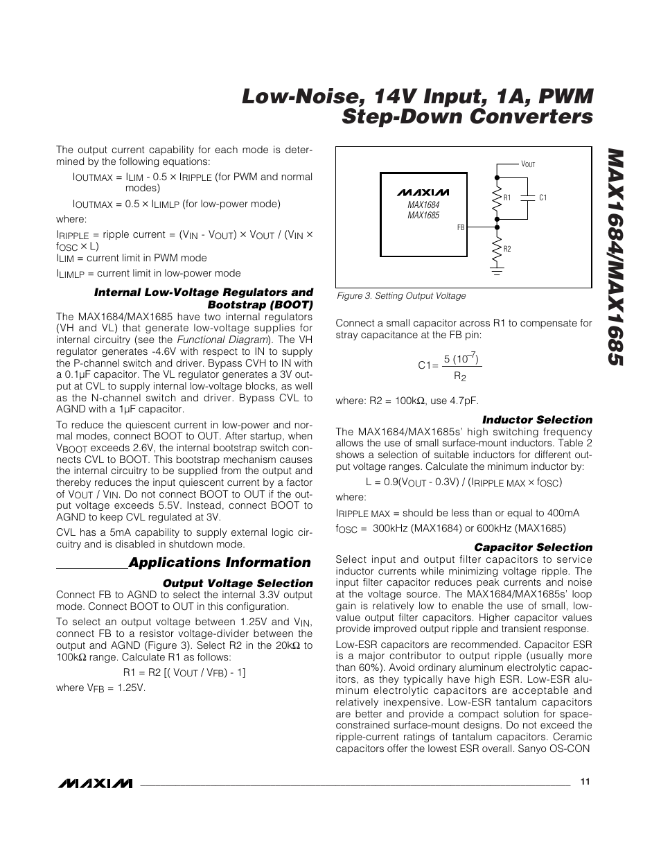 Applications information | Rainbow Electronics MAX1685 User Manual | Page 11 / 14