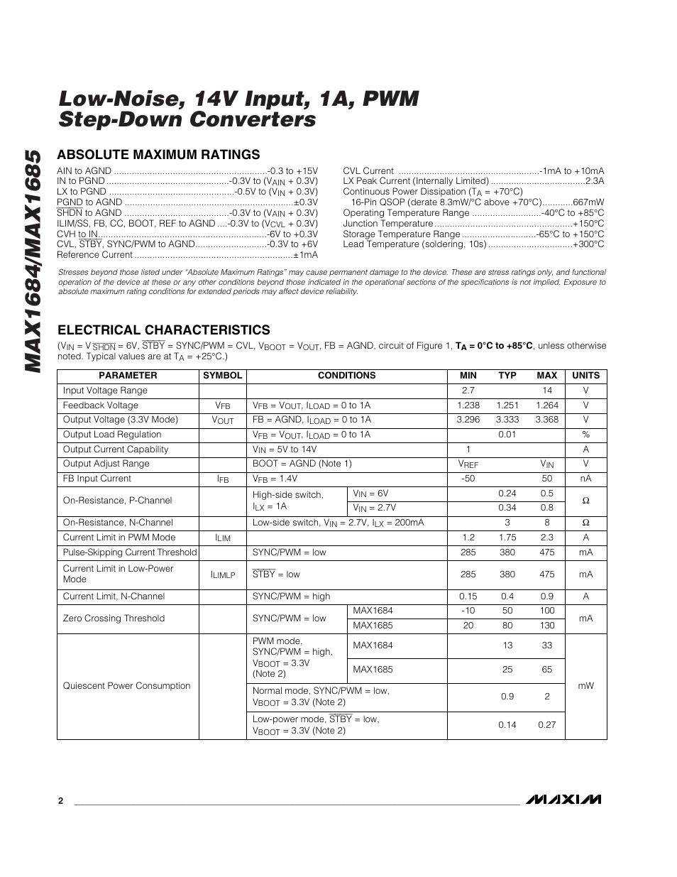 Rainbow Electronics MAX1685 User Manual | Page 2 / 14