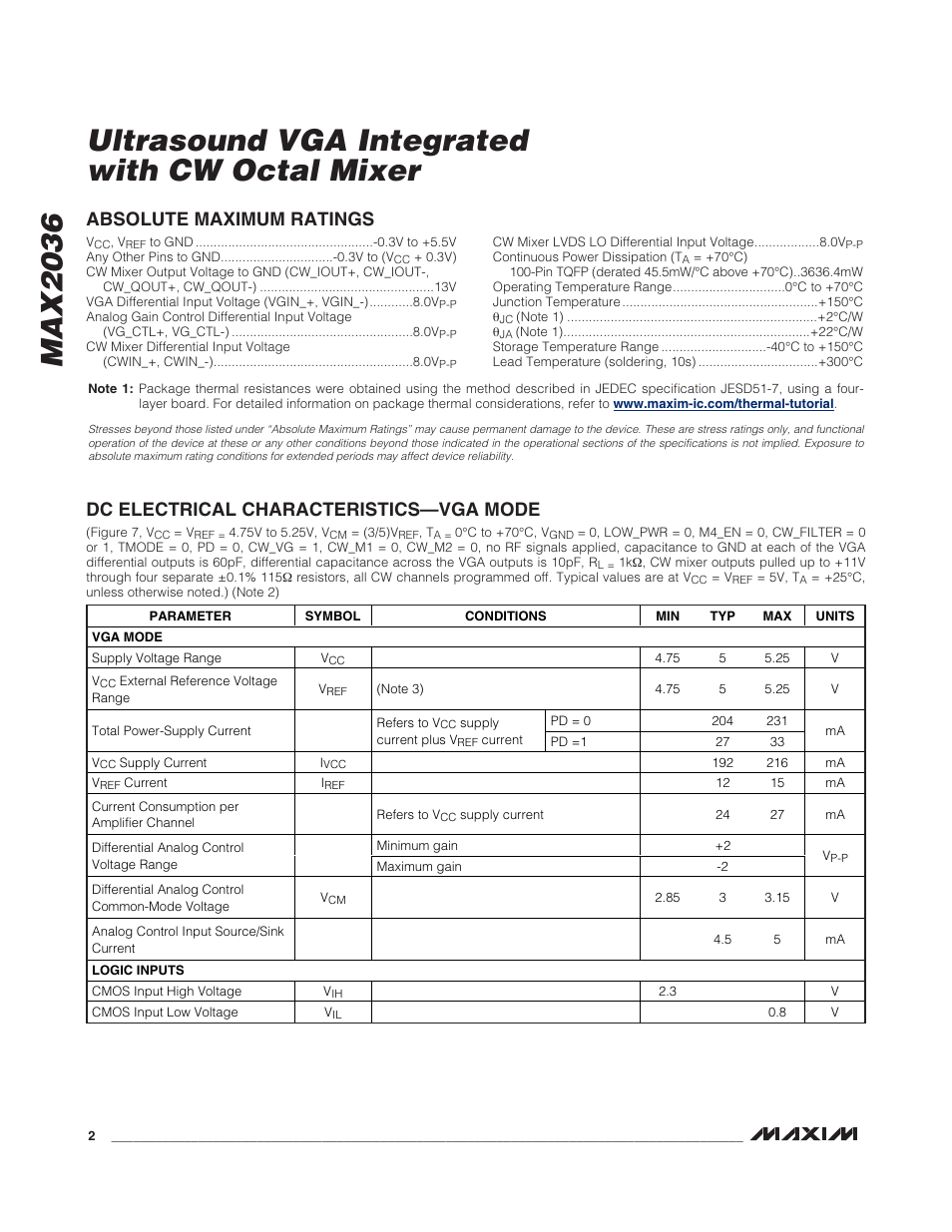 Rainbow Electronics MAX2036 User Manual | Page 2 / 23