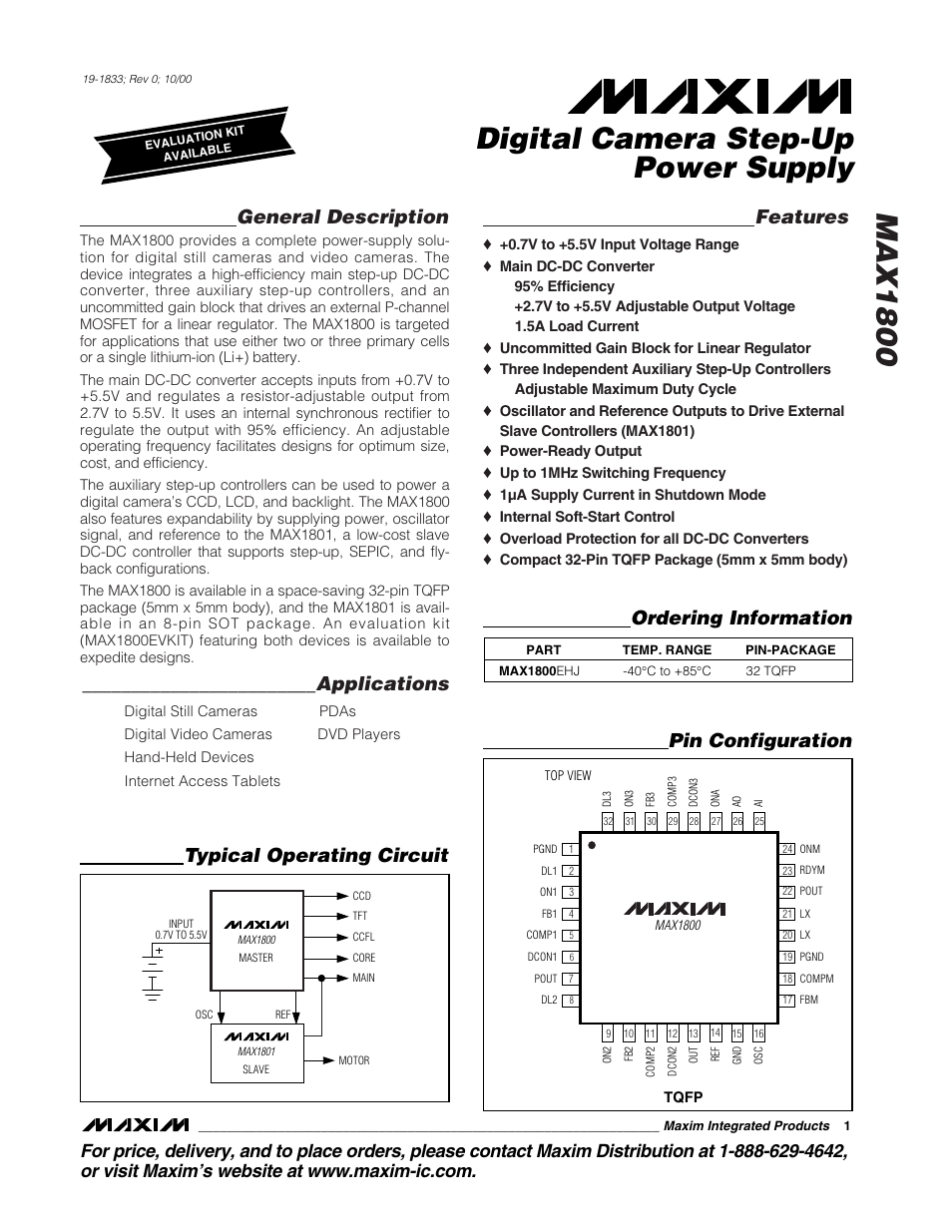 Rainbow Electronics MAX1800 User Manual | 24 pages