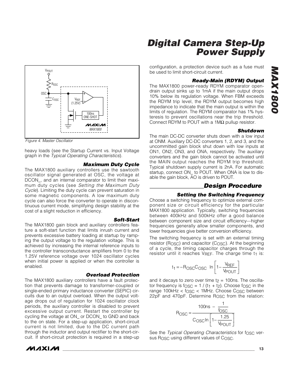 Max1800 digital camera step-up power supply, Design procedure | Rainbow Electronics MAX1800 User Manual | Page 13 / 24