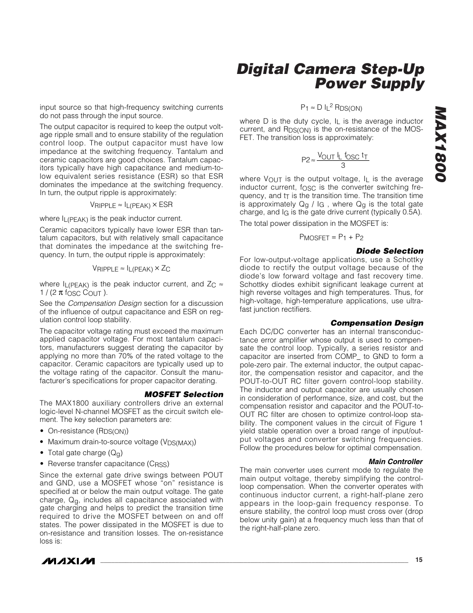 Max1800 digital camera step-up power supply | Rainbow Electronics MAX1800 User Manual | Page 15 / 24