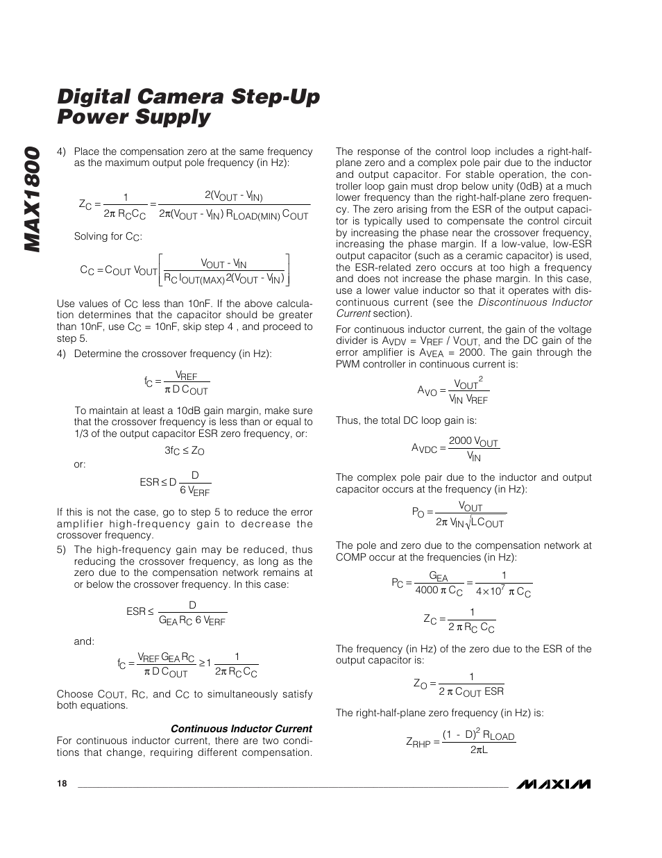 Max1800 digital camera step-up power supply | Rainbow Electronics MAX1800 User Manual | Page 18 / 24