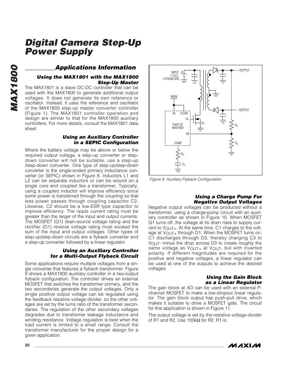 Max1800 digital camera step-up power supply, Applications information | Rainbow Electronics MAX1800 User Manual | Page 20 / 24
