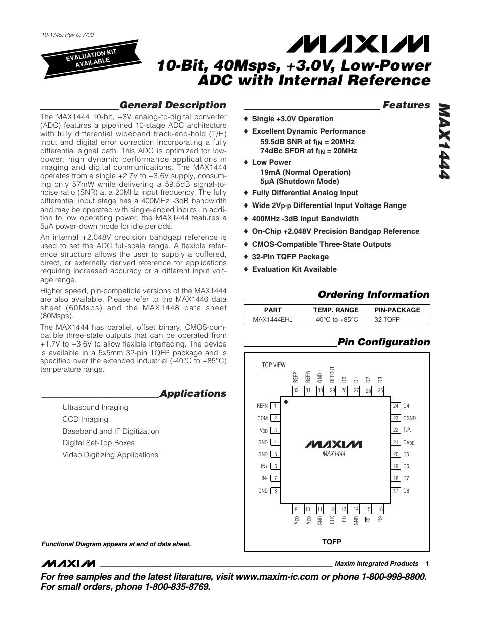Rainbow Electronics MAX1444 User Manual | 18 pages
