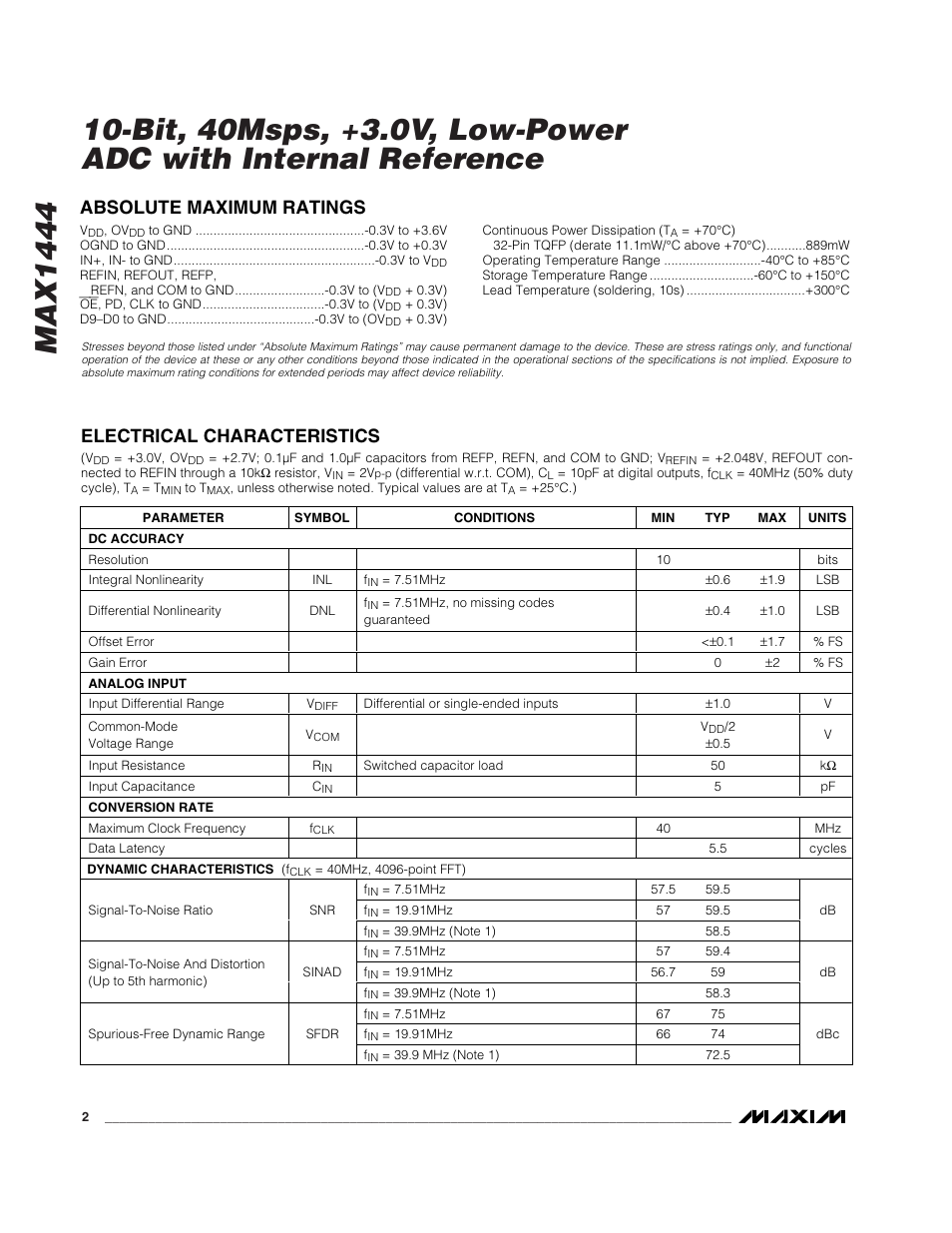 Rainbow Electronics MAX1444 User Manual | Page 2 / 18