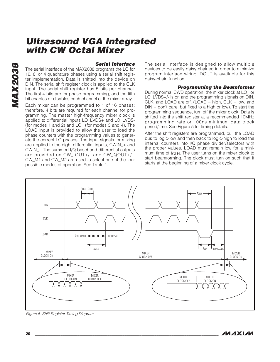 Serial interface, Programming the beamformer | Rainbow Electronics MAX2038 User Manual | Page 20 / 23