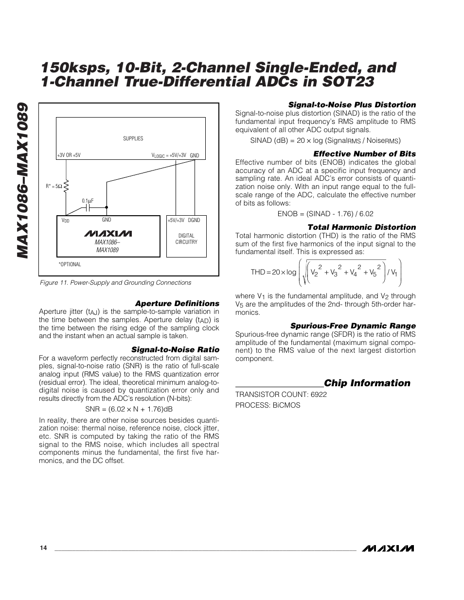 Chip information | Rainbow Electronics MAX1089 User Manual | Page 14 / 15