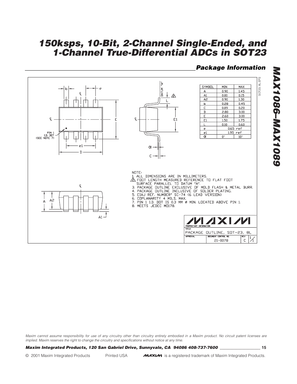 Rainbow Electronics MAX1089 User Manual | Page 15 / 15