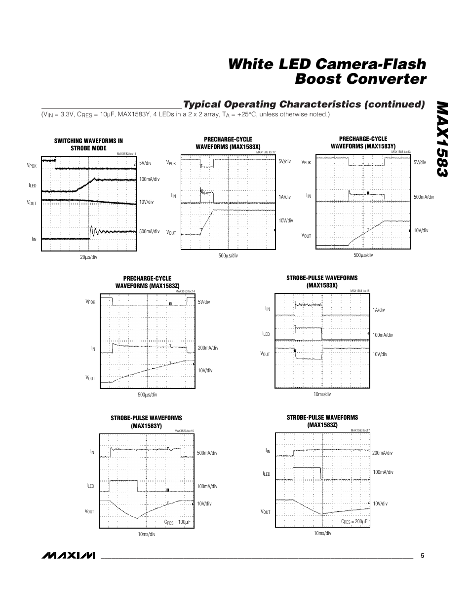 Max1583 white led camera-flash boost converter, Typical operating characteristics (continued) | Rainbow Electronics MAX1583 User Manual | Page 5 / 10