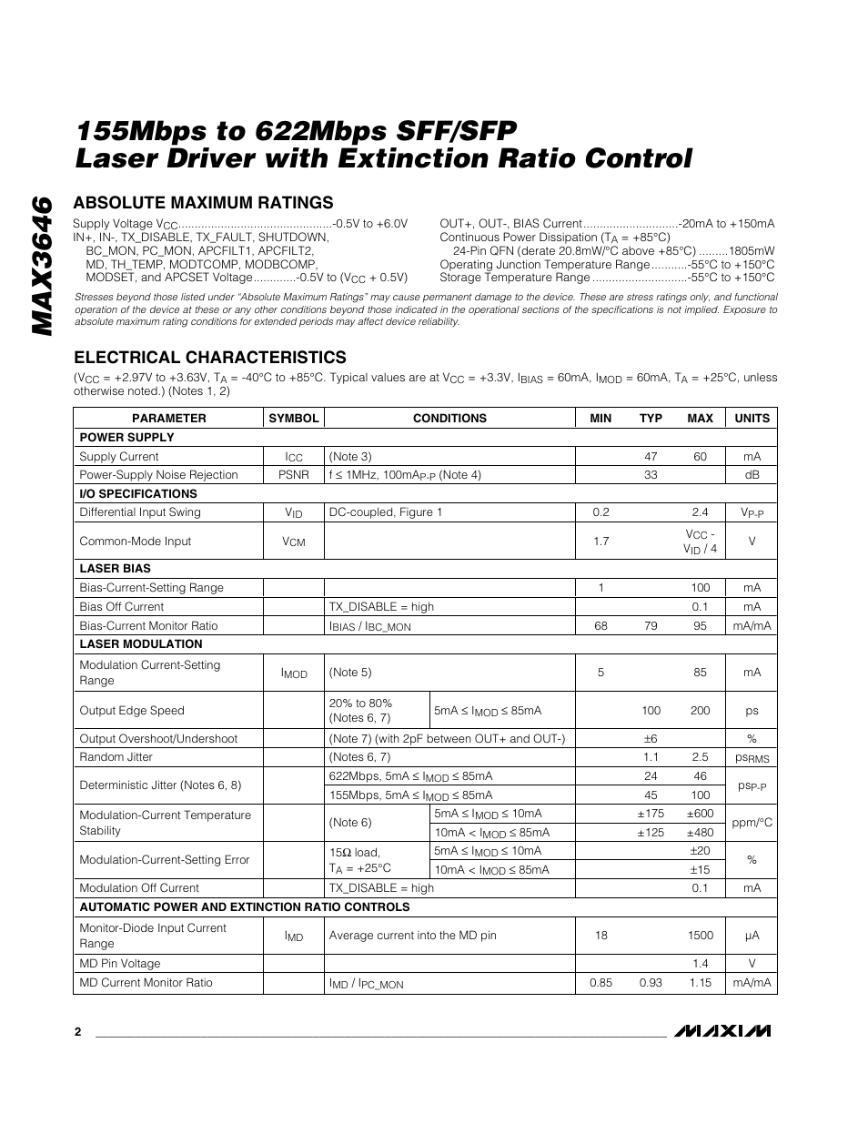 Rainbow Electronics MAX3646 User Manual | Page 2 / 14