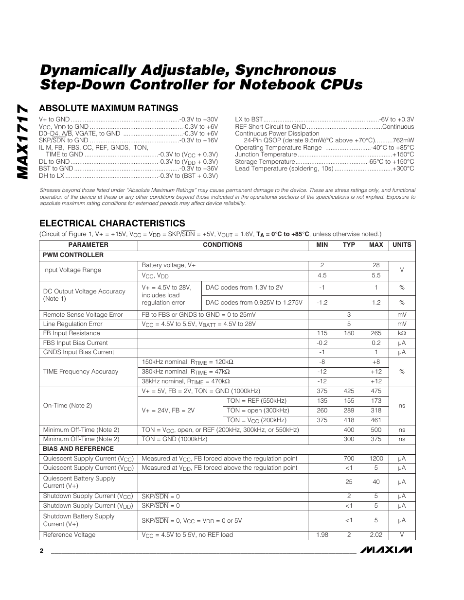 Rainbow Electronics MAX1717 User Manual | Page 2 / 33