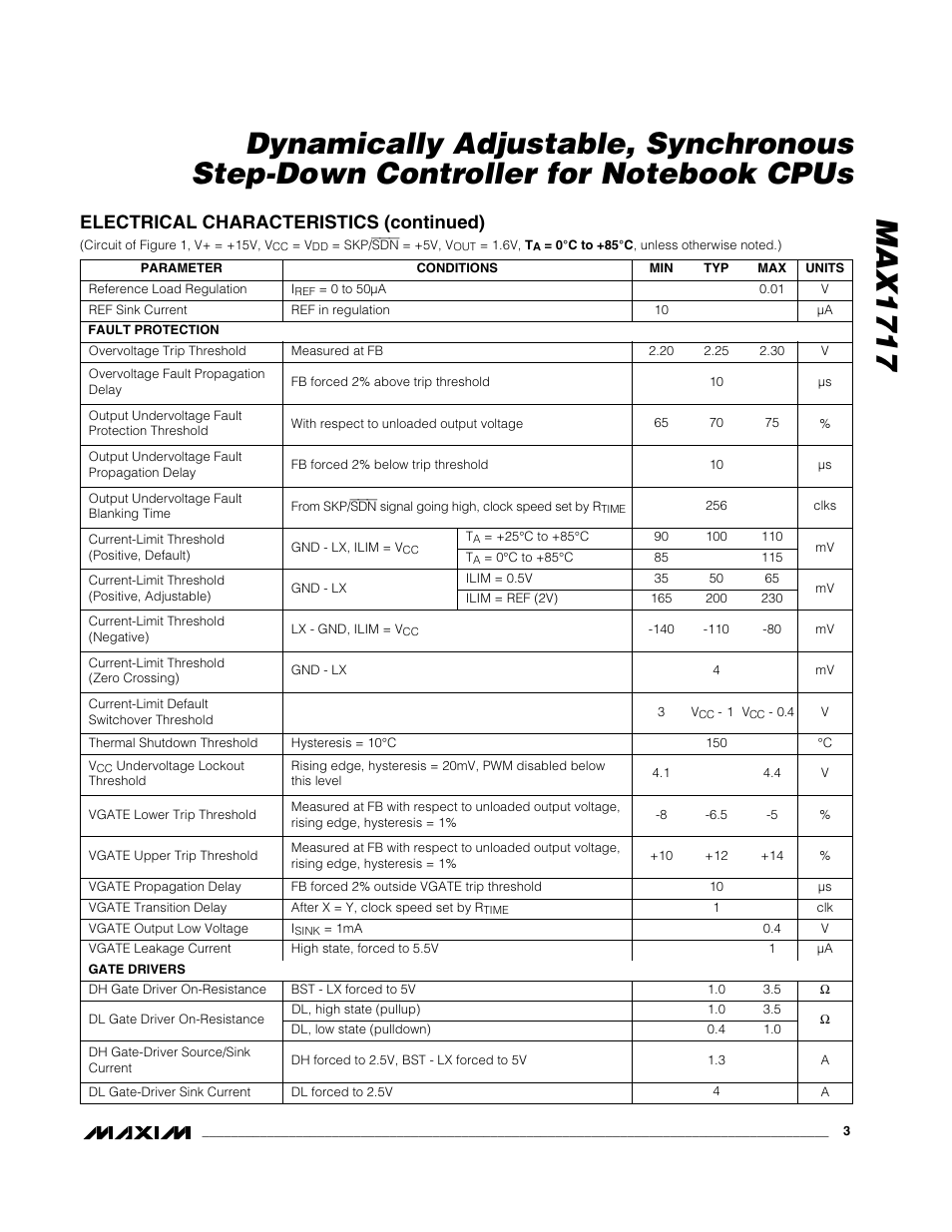 Electrical characteristics (continued) | Rainbow Electronics MAX1717 User Manual | Page 3 / 33