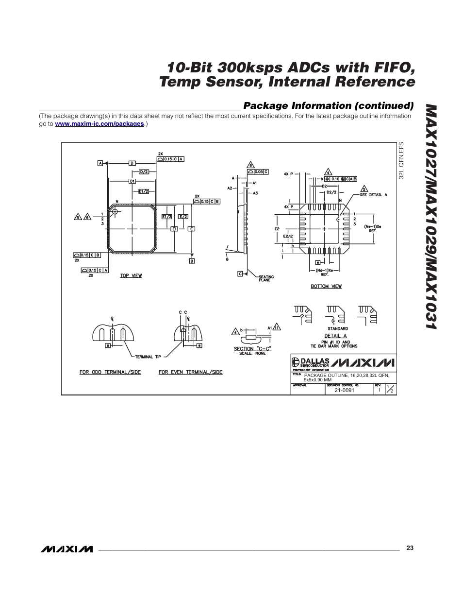 Package information (continued) | Rainbow Electronics MAX1031 User Manual | Page 23 / 24