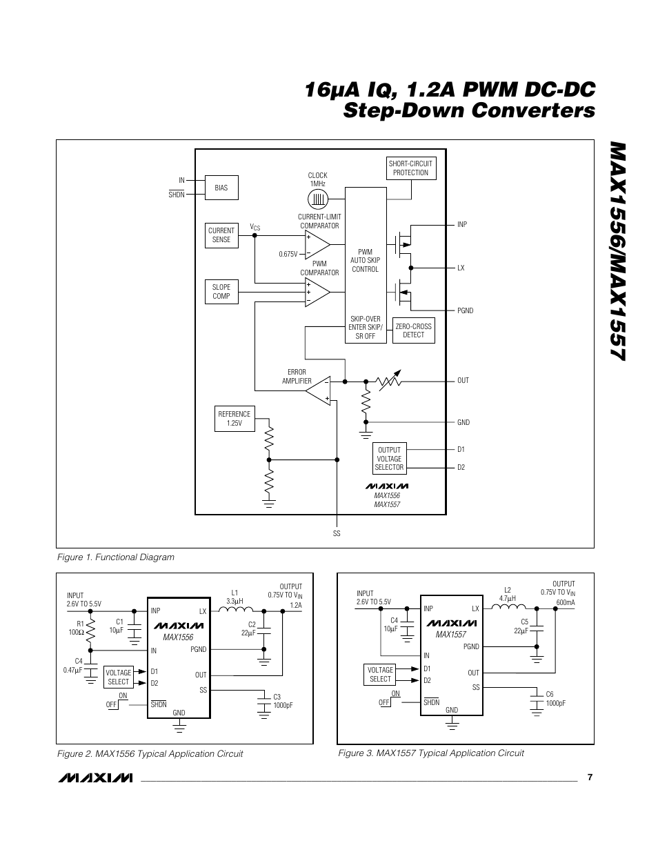 2a pwm dc-dc step-down converters | Rainbow Electronics MAX1557 User Manual | Page 7 / 12