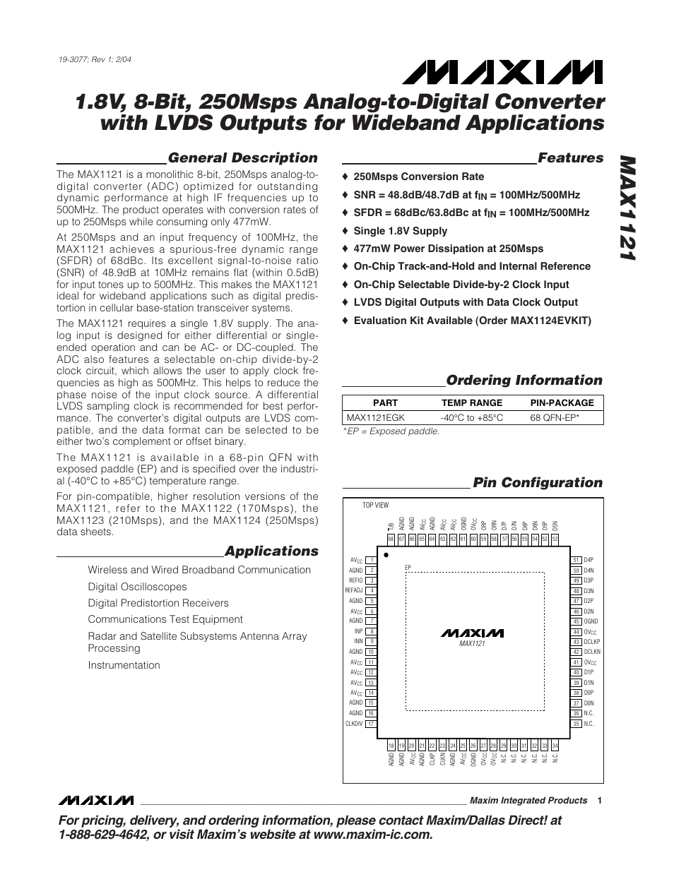 Rainbow Electronics MAX1121 User Manual | 17 pages