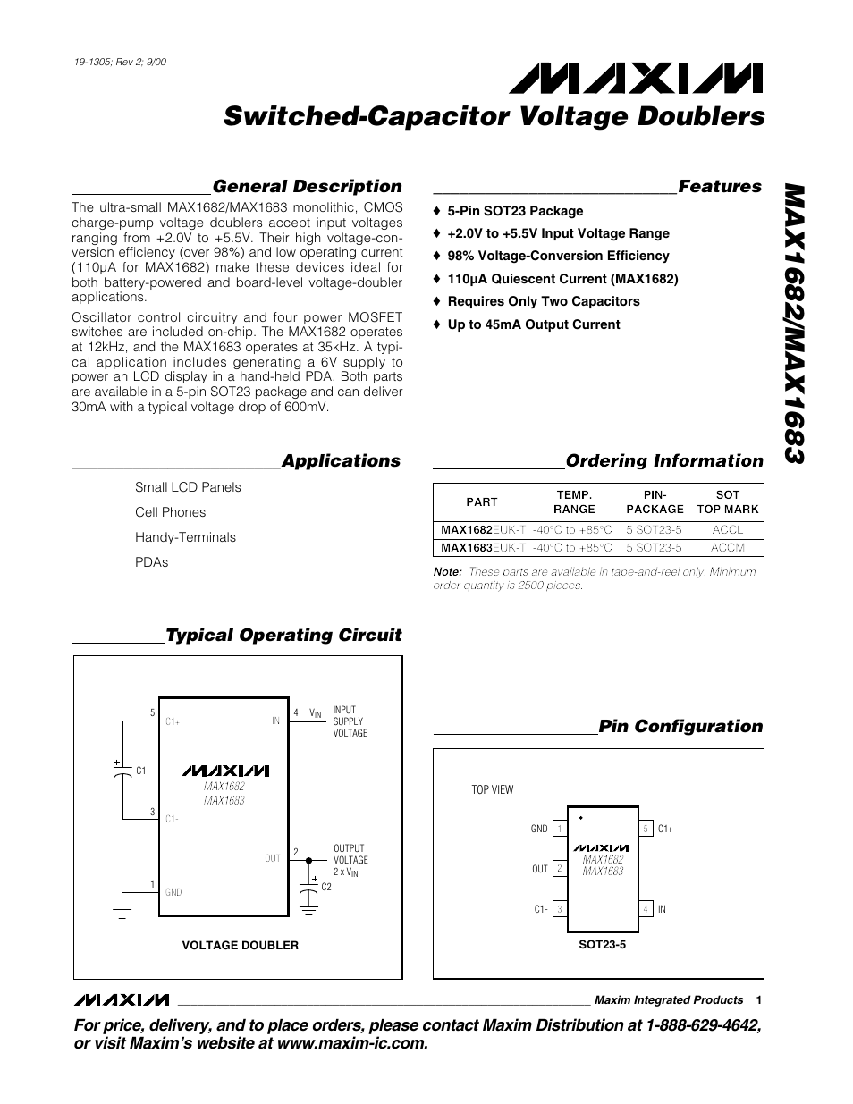 Rainbow Electronics MAX1683 User Manual | 8 pages