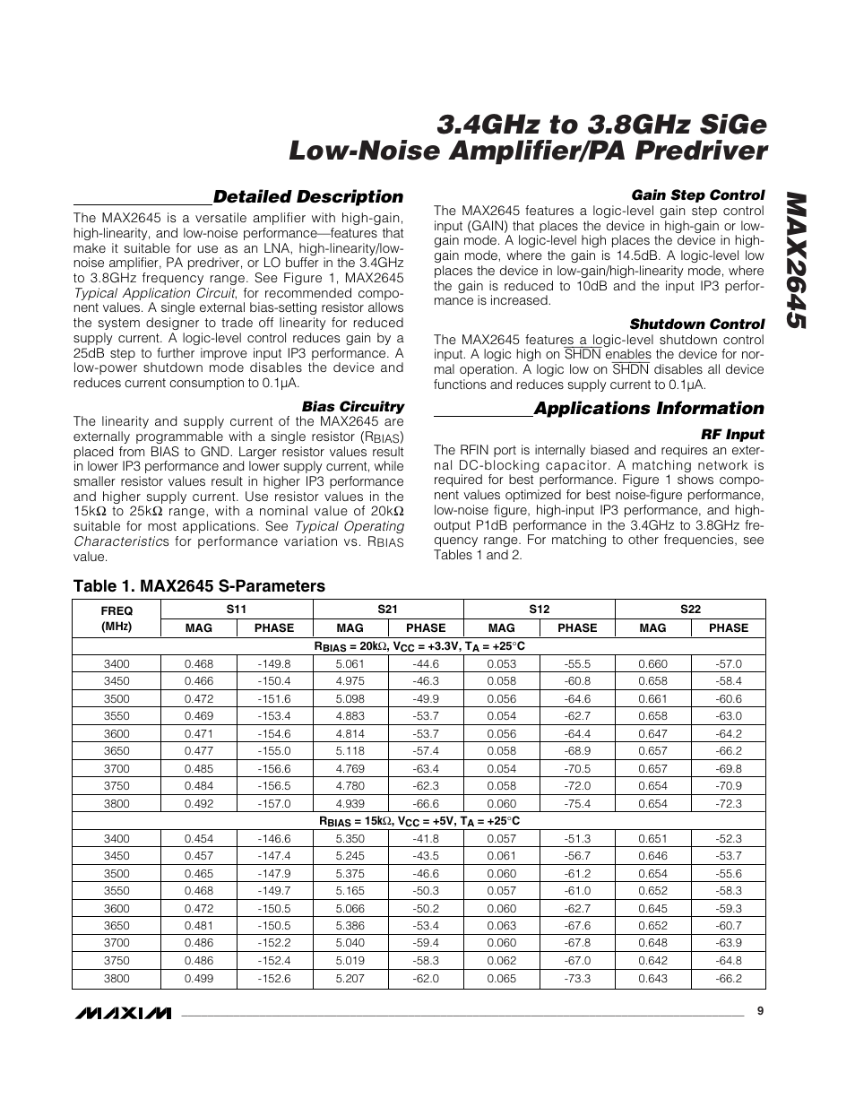 Detailed description, Applications information | Rainbow Electronics MAX2645 User Manual | Page 9 / 12