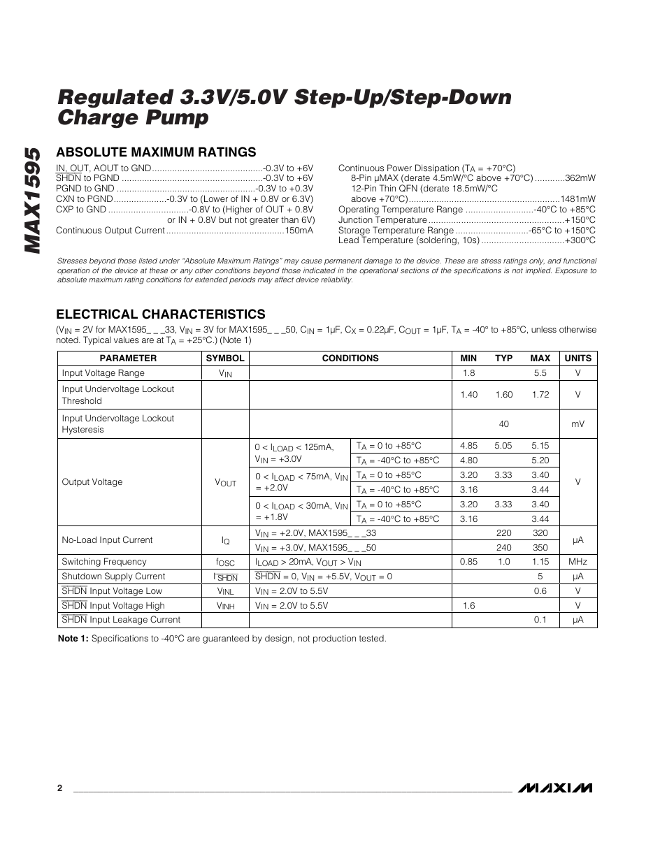 Rainbow Electronics MAX1595 User Manual | Page 2 / 8