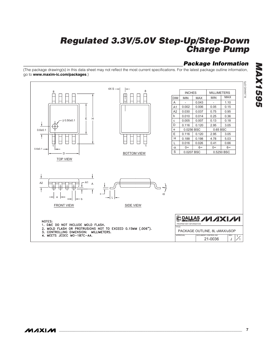 Package information | Rainbow Electronics MAX1595 User Manual | Page 7 / 8