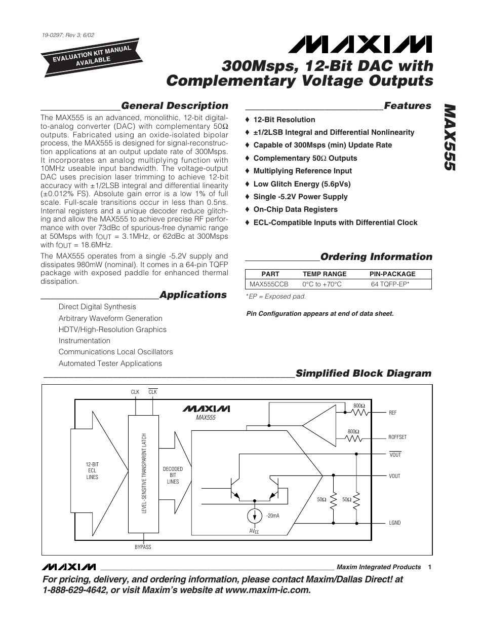 Rainbow Electronics MAX555 User Manual | 12 pages