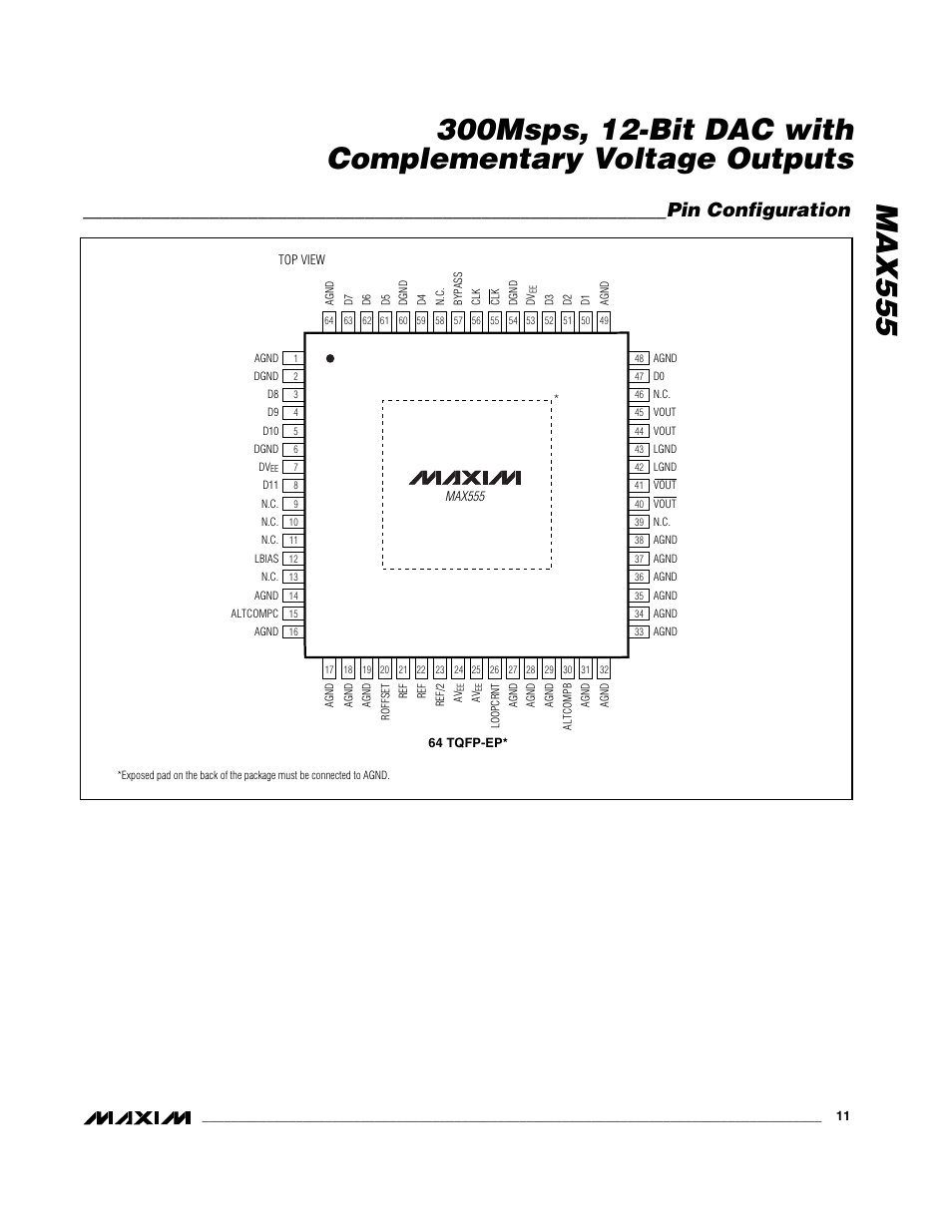 Pin configuration | Rainbow Electronics MAX555 User Manual | Page 11 / 12