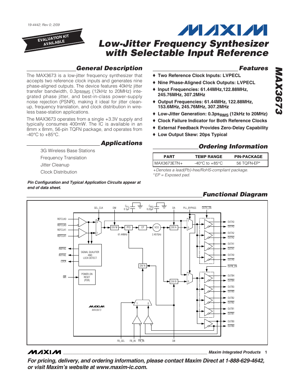 Rainbow Electronics MAX3673 User Manual | 16 pages