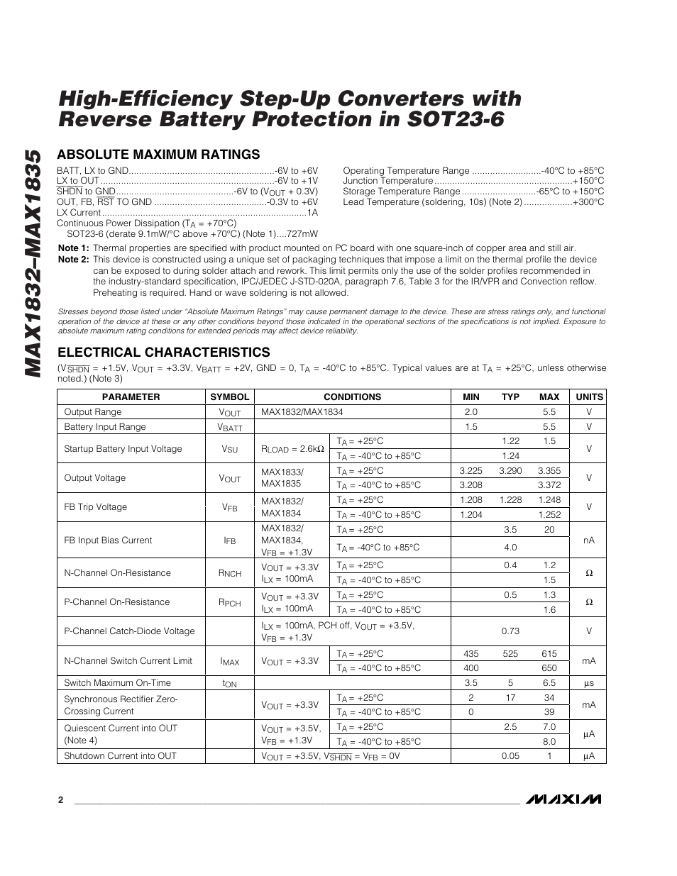 Rainbow Electronics MAX1835 User Manual | Page 2 / 10