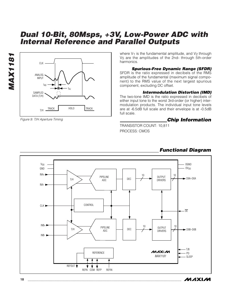 Functional diagram, Chip information | Rainbow Electronics MAX1181 User Manual | Page 18 / 19
