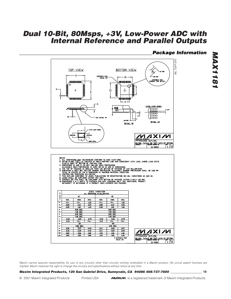 Rainbow Electronics MAX1181 User Manual | Page 19 / 19