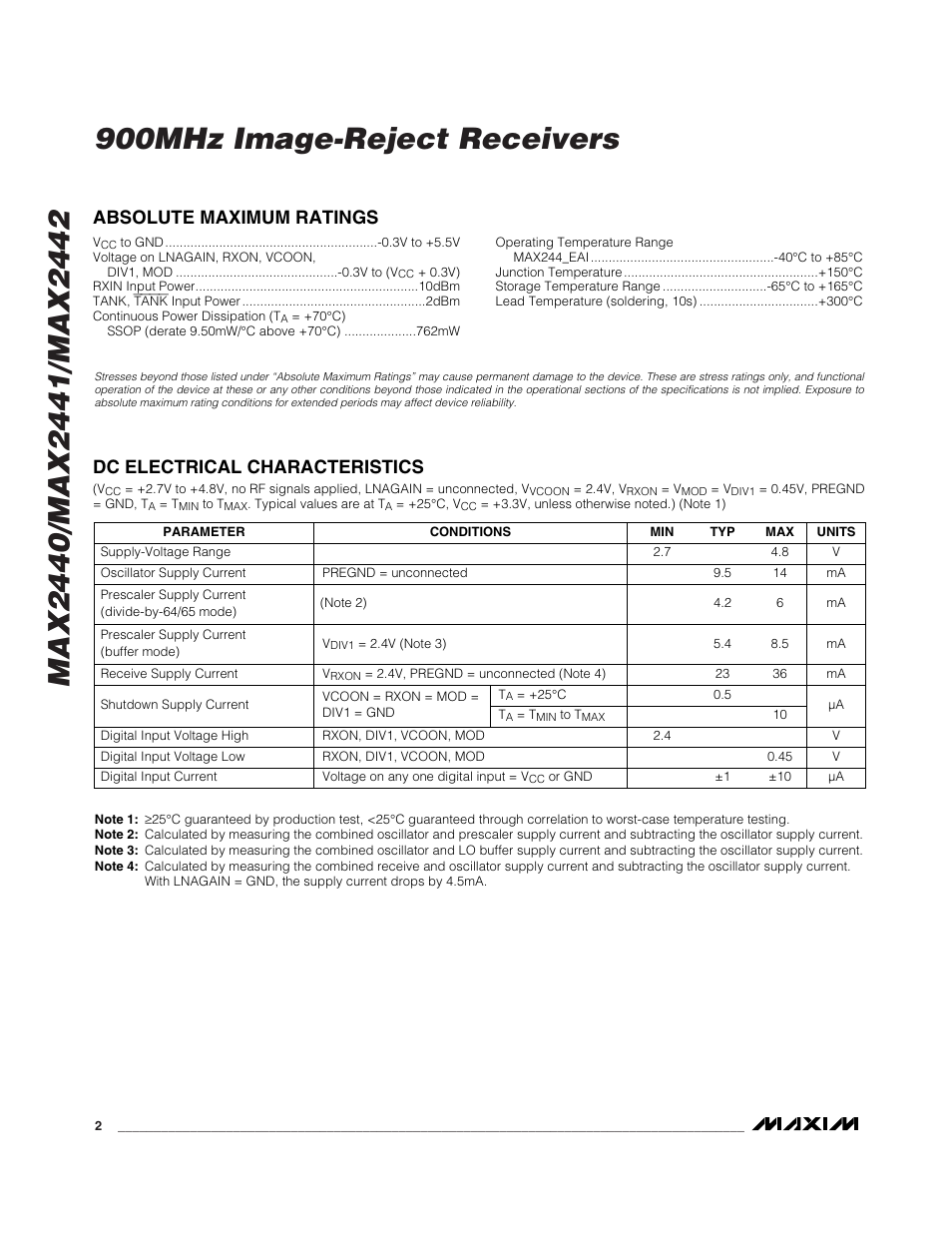 Rainbow Electronics MAX2442 User Manual | Page 2 / 12