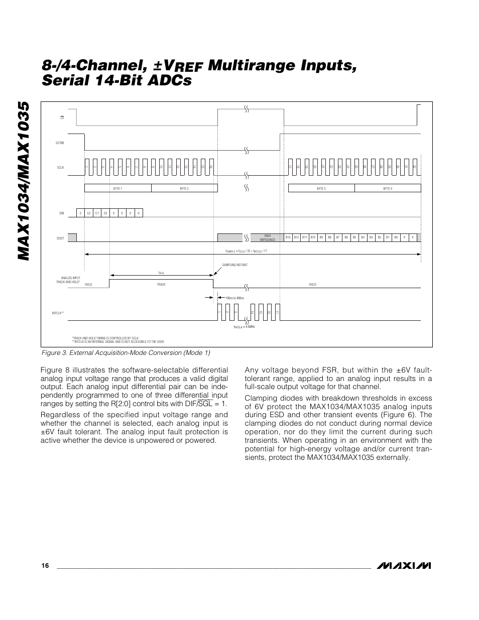 /4-channel, ±v, Multirange inputs, serial 14-bit adcs | Rainbow Electronics MAX1035 User Manual | Page 16 / 31