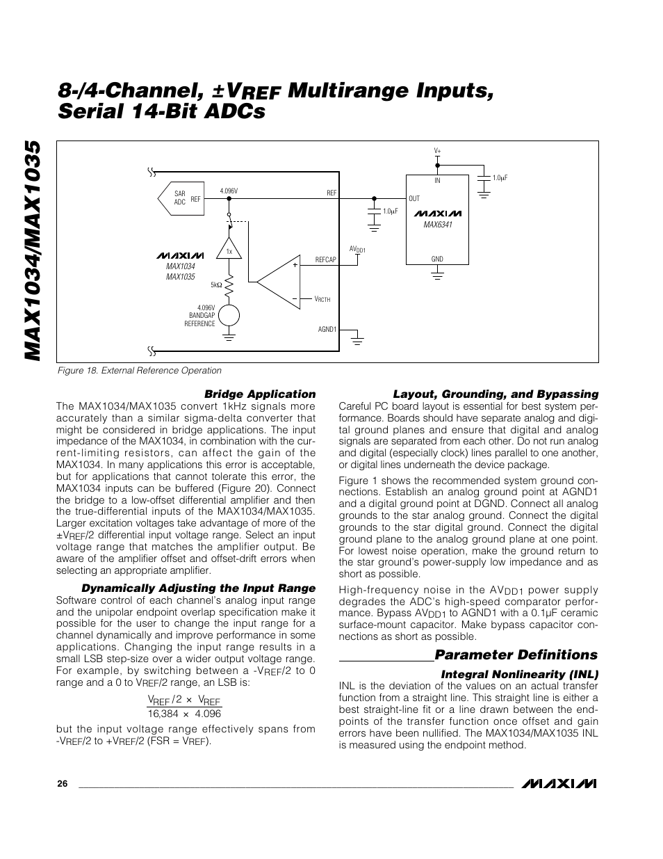 /4-channel, ±v, Multirange inputs, serial 14-bit adcs, Parameter definitions | Rainbow Electronics MAX1035 User Manual | Page 26 / 31