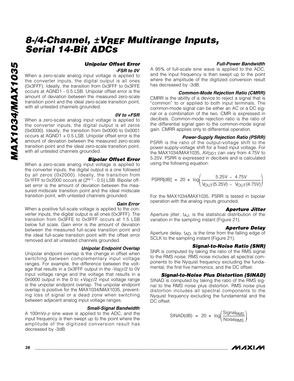 /4-channel, ±v, Multirange inputs, serial 14-bit adcs | Rainbow Electronics MAX1035 User Manual | Page 28 / 31